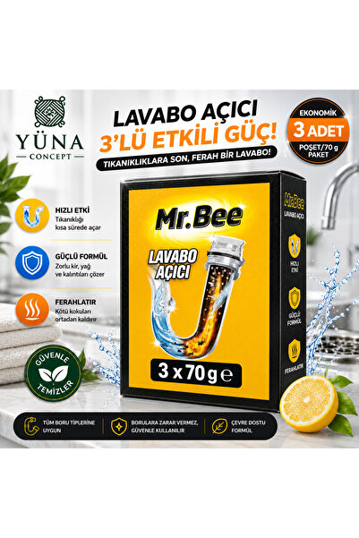 Genel Markalar Lavabo Açıcı 3 x 70 gr Güçlü Etkili Toz Gider Açıcı Tıkanıklık...