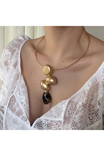 Alice İsstanbul Coffee Stone Matte Ethnic Necklace