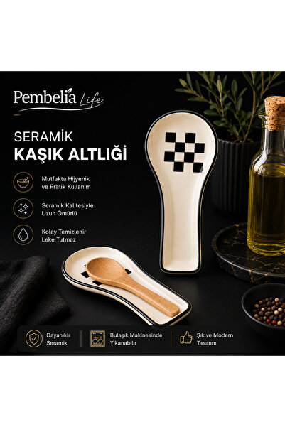 Pembelia Life Ceramic Checkerboard Pattern Dirty Spoon Holder Spoon Holder Co...