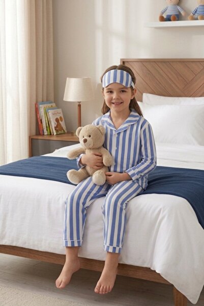 AHENGİM Girls-Boys Striped Heart Polka Dot Patterned Cotton Pajama Set with E...