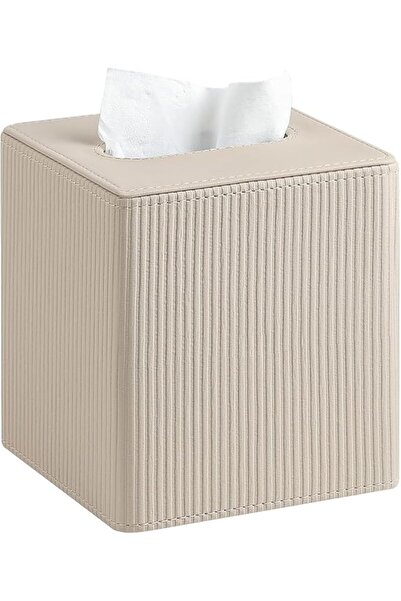 GENERAL Square Tissue Box Cover with Magnetic Closure Decorative Pu Leather T...