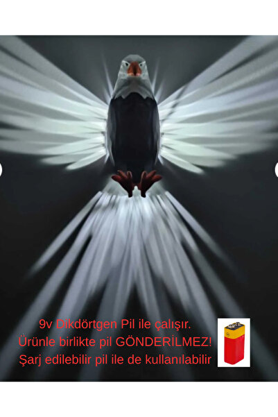Çınar3d Store PİLLİ !! Kartal Şeklinde 3d Baskı Ile Üretilmiş Renkli Dekorati...