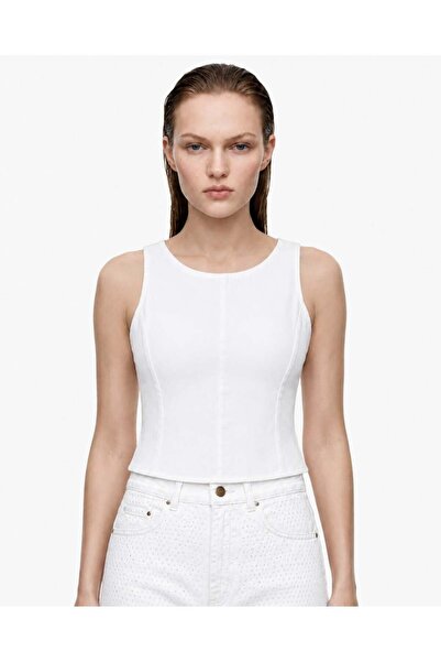 HAKKE Sleeveless Denim Peplum Blouse