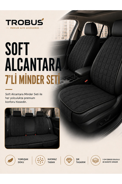 TROBUS Fiat Egea Sedan 2014 ve Sonrası Uyumlu Soft Alkantra 7 Parça Süet Oto ...