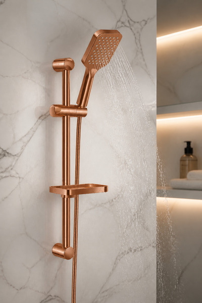 İSAOĞLU YAPI Mat Bakır Duş Sistemi ve Alt Banyo Bataryası Fırçalanmış Bronz P...
