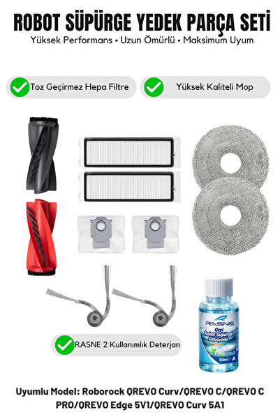 Asgard Grup Compatibil cu Roborock QREVO Curv: 1 perie principală, 2 perii la...