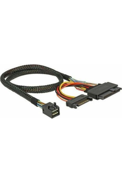 DELOCK Καλώδιο Mini SAS σε SATA III 22 ακίδων, 50 εκ., Μαύρο