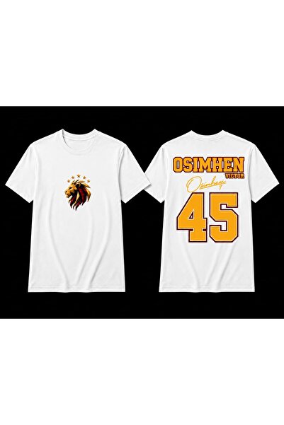 Generic Brand White Crew Neck Fan T-Shirt with Yellow and Red Detail and Numb...