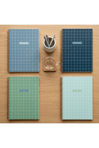 lin notebook A4 21x30 cm 4’lü Spiral 2 Çizgili 2 Kareli Defter Seti - 80 Yapr...