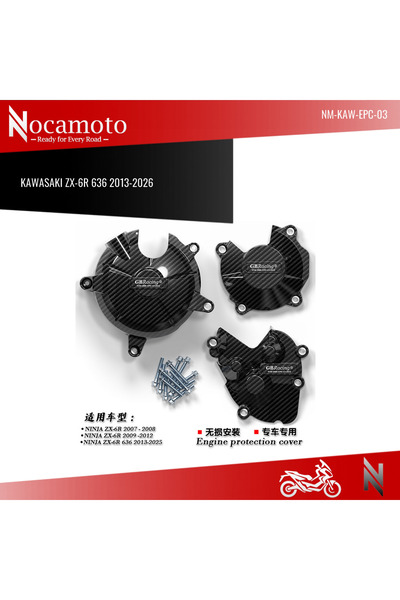 Kawasaki ZX-6R 636 Motor Koruma Kapağı Seti SİYAH