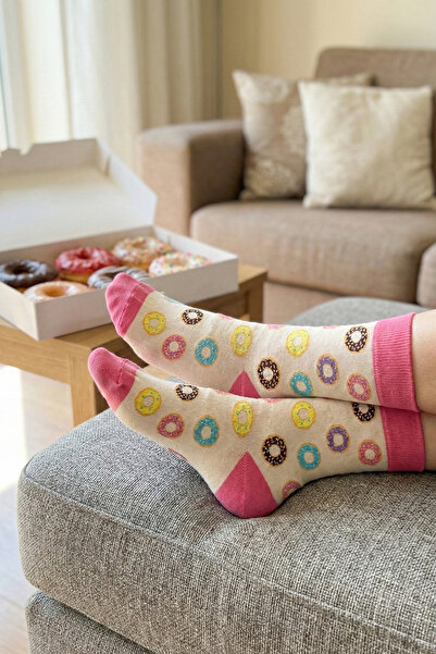 SOCKSOP Tatlı Bir Dokunuş Ekle, Donut Desenli Renkli Çorap