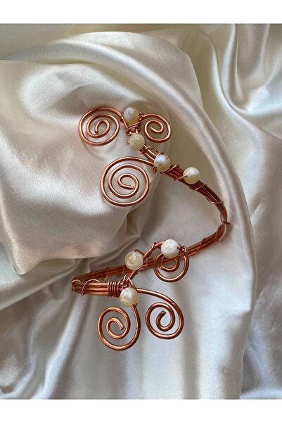 SEYH COPPER El Yapımı Bakır Tel Doğal Taş Sülemeli Pazubent