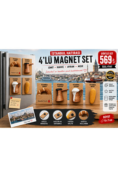 Genel Markalar İstanbul Lezzetleri 4’lü Magnet Seti