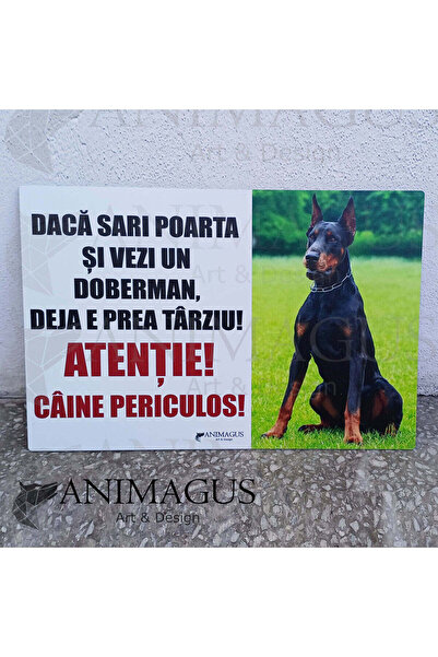 OSM Placa Avertizare Doberman - Daca sari gardul