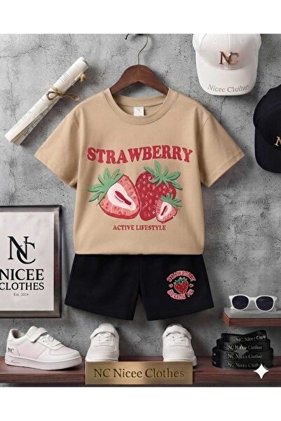 Leto Lykia Summer Children's T-Shirt Shorts Unisex (Strawberry Printed)