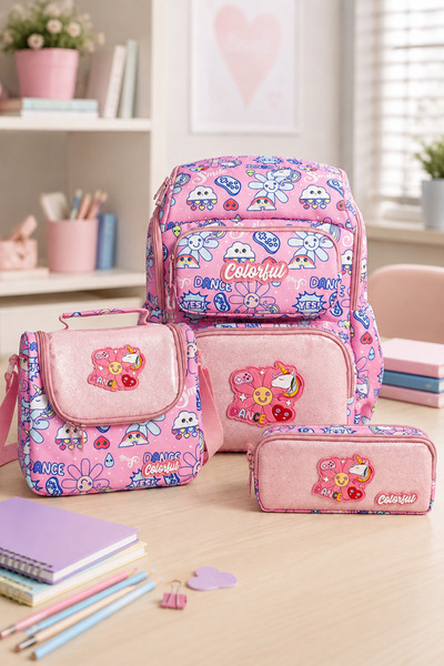 Catwins Set de 3 piese pentru școală pentru fete - Rucsac, Cutie de prânz, Su...