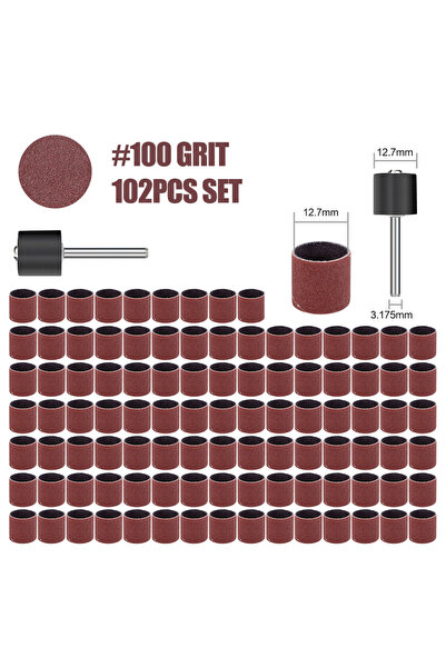 Choice 102pcs 100 Grit CMCP 12.7mm Sanding Drum Grit 80 100 120 with 1/8" Sha...