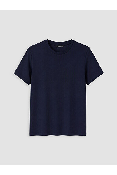 LC Waikiki Navy Blue Large Size Soft Touch Women's T-Shirt