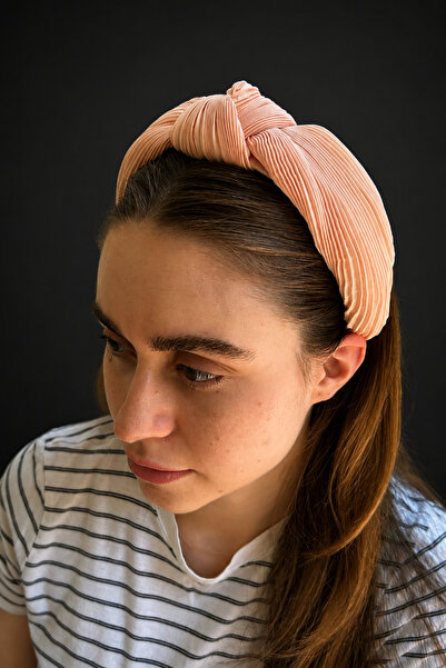 ByMerve Bym Powder Pink Pleated Knotted Women's Hair Crown Daily Stylish Soft...