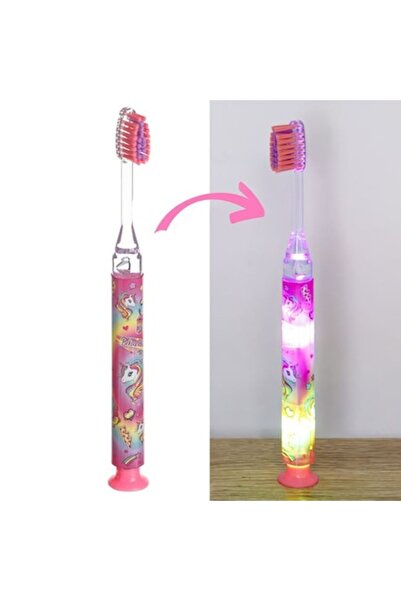 saiconcept Periuță de dinți fucsia cu model unicorn și indicator luminos de 2...