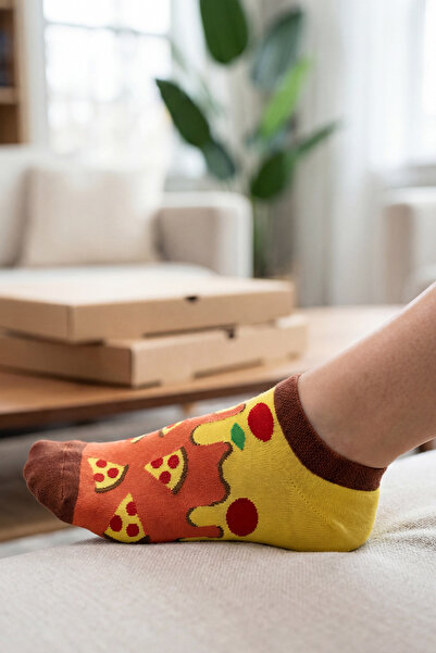 SOCKSOP Bir Dilim Eğlence Ekle, Pizza Desenli Renkli Çorap