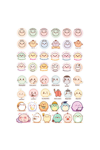 Ororabutik 48 Pieces Motivational Themed Sticker Set with Motto and Turkish S...