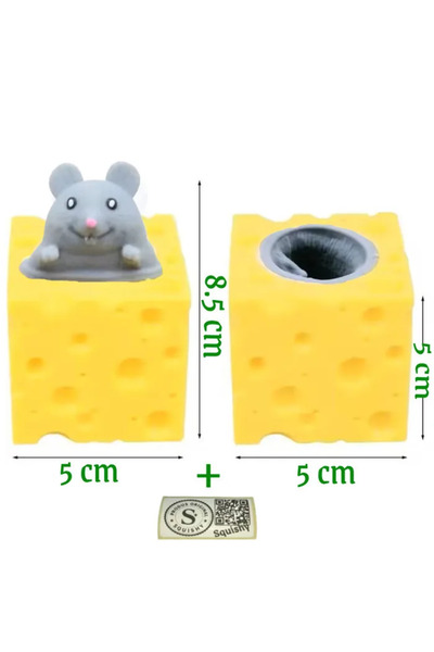 JONO TOYS Jucărie Squishy Șoricel Gri Pop-Up, 5 cm cu Sticker