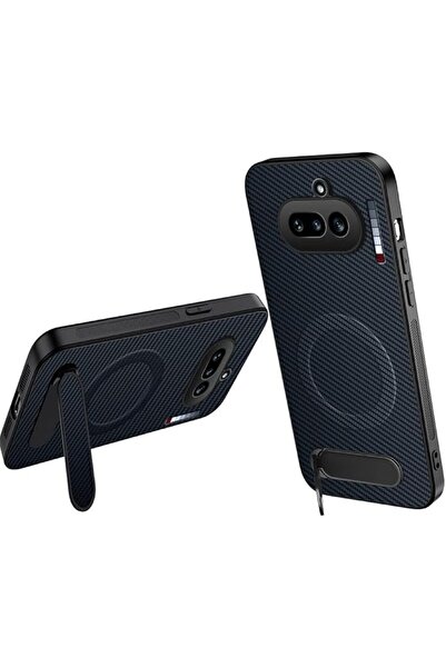 GENERAL For Nothing Phone 4A Case with Stand: Magnetic Carbon Fiber - Shock-A...