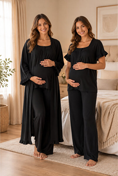by İGP Muslin Fabric Dressing Gown Maternity Pajama Set Effortt