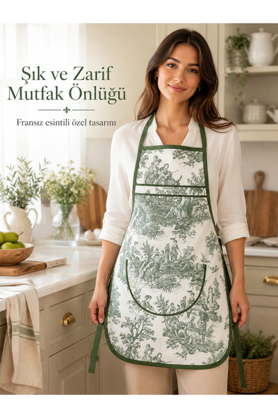 Kitchen Vogue Mutfak Önlüğü Fransız Desenli , Leke Tutmaz Su İtici Solmaz Kum...