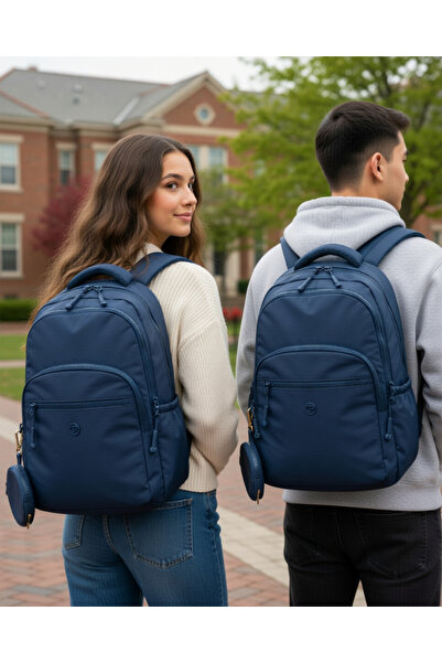 KY Dp Casual a Quality Blue 5 External Zipper Compartments Water Repellent Sc...