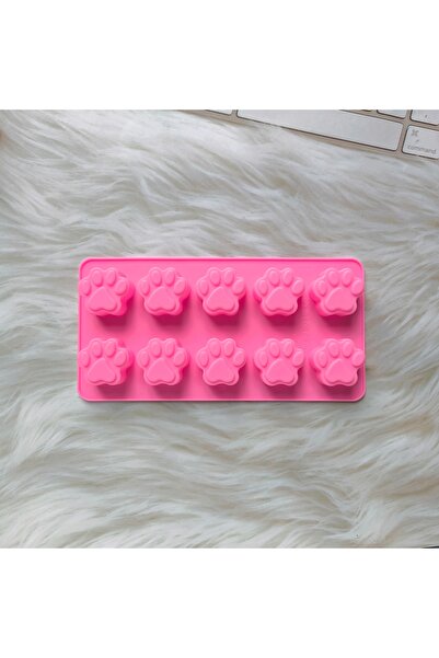 Choice pink 1pc 10 Cavity Lovely Dog Cat Paw Fondant Silicone Mold DIY Sugar ...