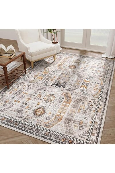 EOGILY Ultra Thin Washable Stain Resistant Anti-Slip Backing Area Rug Vintage...