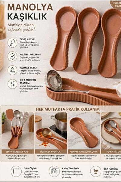 TARIK HOME Countertop Spoon Holder & Cooking Spoon Rest - Large Capacity Ladl...