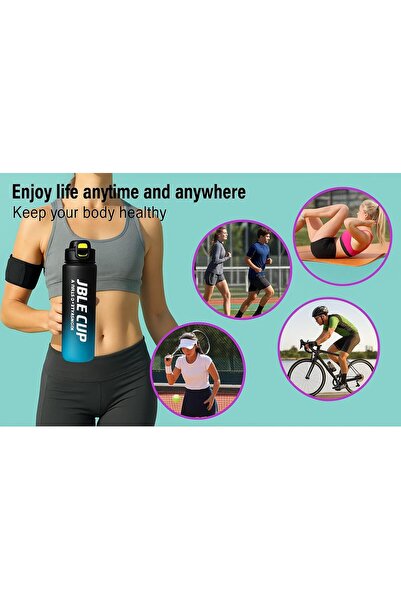 Generic Drinking Water Bottle with Straw 1L/1000ml BPA Free, Bottle Sport Drinks with Lockinglip Cover, clip handle, & Leak Proof, light weight water bottle for Man & Women indoor and outdoor (Black Blue)