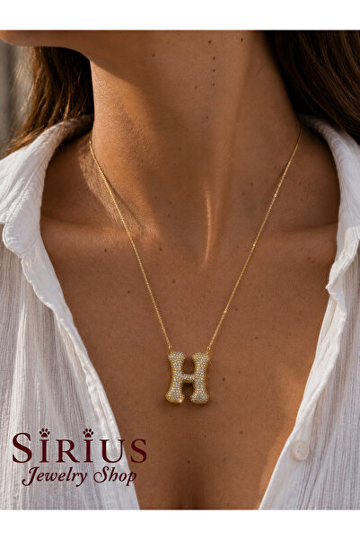 sirius jewelry 925 Gümüş | Bubble Taşlı Harf Kolye