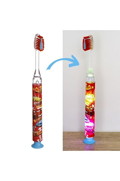 saiconcept Periuță de dinți roșie cu model de mașină și lumină intermitentă d...