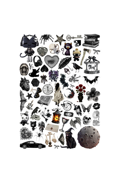 Ororabutik 64 Pcs Gothic Fairygrunge Sticker Set Aesthetic Witchy Decals Lapt...