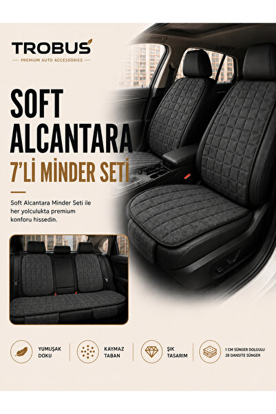 TROBUS Fiat Egea Sedan 2014 ve Sonrası Uyumlu Soft Alkantra 7 Parça Süet Oto ...