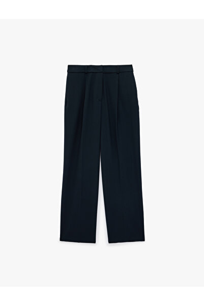 Koton Viscose Blended Regular Waist Pocketed Straight Fit Trousers