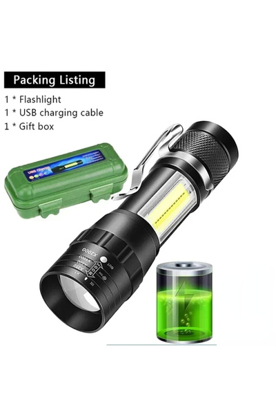 Choice 1pc With Box USB Rechargeable Mini Flashlight COB+XPE Portable Built-i...
