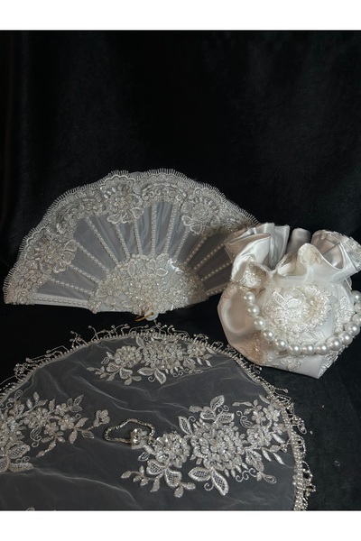 Bridal Luxe Βίντατζ νυφική τσάντα, νυφικό σετ και νυφικό μαντήλι