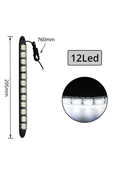 Choice 2X 12Led White Led 2X Daytime Running Lights Car Drl Led DC 12V White ...