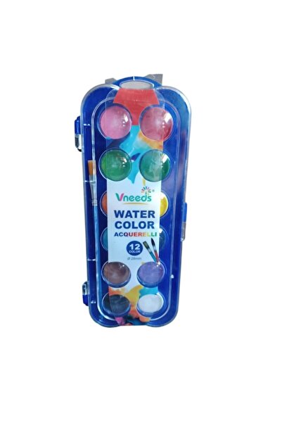 Vision XXI Set of 12 Watercolor Paints, 28mm Pan, With Brush,