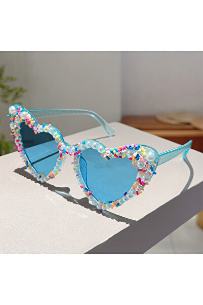 choice2 as picture shows blue GM LUMIAS Heart Shape Sunglasses with Pearls an...