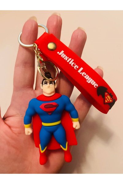 mykhediyevesanatatölyesi Superman 3D Silicone Keychain with Gold Metal Clip Bag & Car Ornament