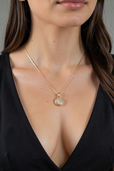 PRVT Gold Color Cat's Eye Stone Necklace