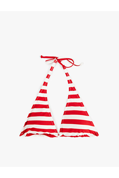 Koton X Şahika Ercümen - Halter Neck V-Neck Striped Triangle Bikini Top