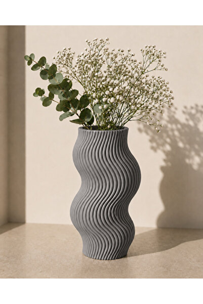 Generic Brand Vază decorativă ondulată cu imprimare 3D - Obiect modern pentru...