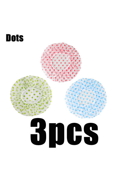 Choice5 3pcs Dots 3pcs Shower Cap Reusable Color Waterproof Household Long Ha...